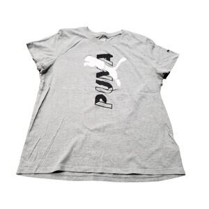 Puma Gray Cougar Short Sleeve Crew Neck T Shirt Comfort Active Top Puma Logo